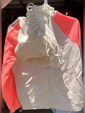Cat & Jack Girl’s Unicorn Zip-Up Hoodie – Neon Peach/Cream Size Small (6/6X)